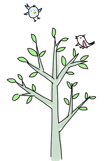 Illustration Frühlingsbaum mit Vögel