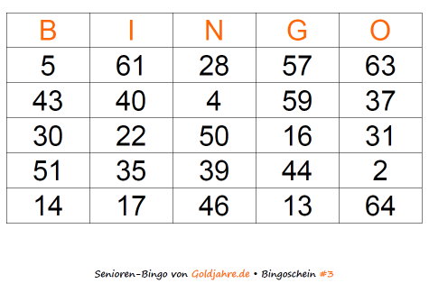 Bingo FГјr Senioren Zum Ausdrucken